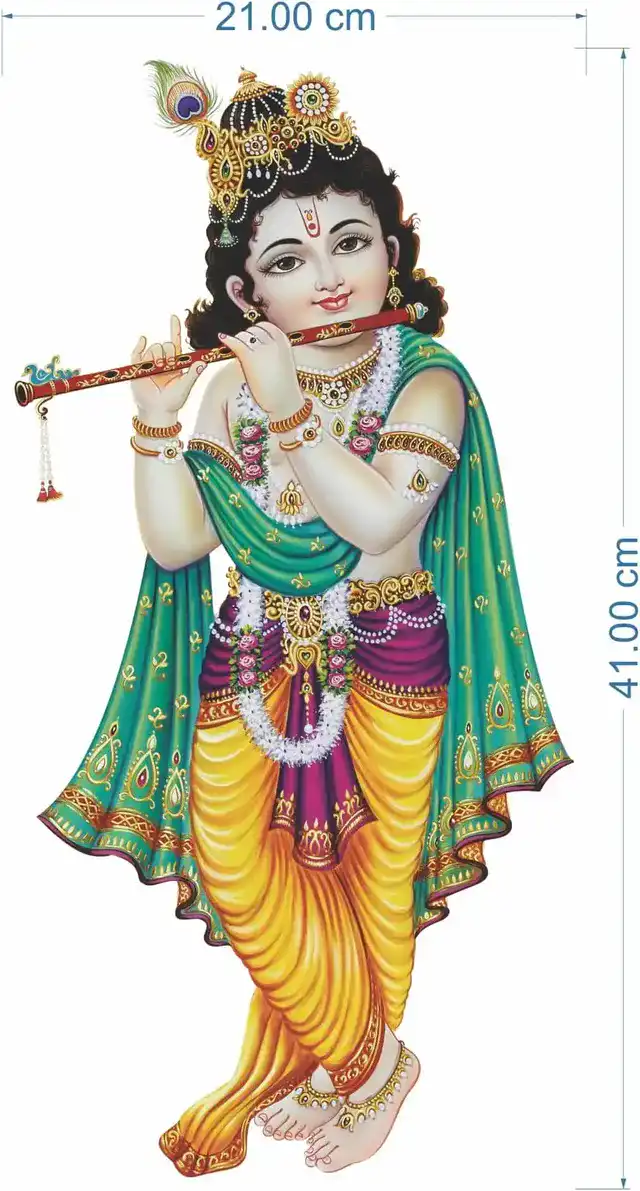 गॉड & गोड्स बांसुरी वाले बाल कृष्णा मॉडर्न आर्ट 130 वॉल स्टीकर (40 x 60 x 0.1 Cm)