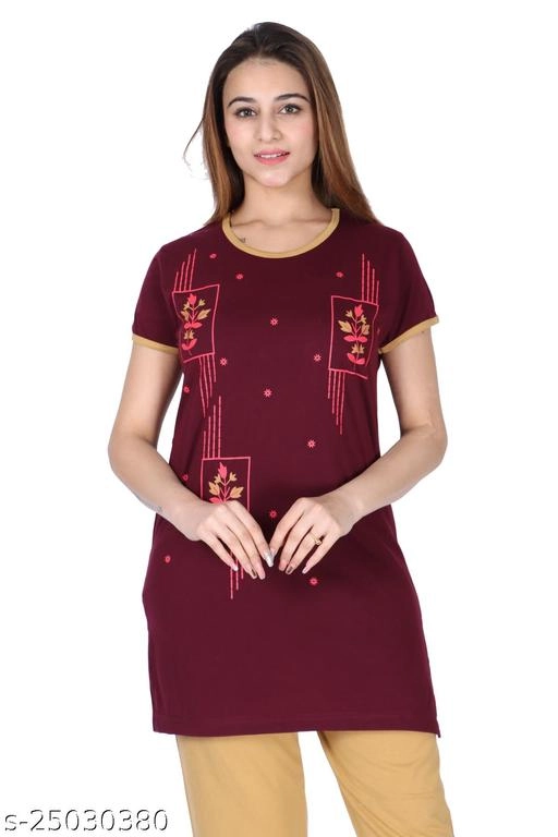 Woolen Nightsuit for Women (Wine, M)