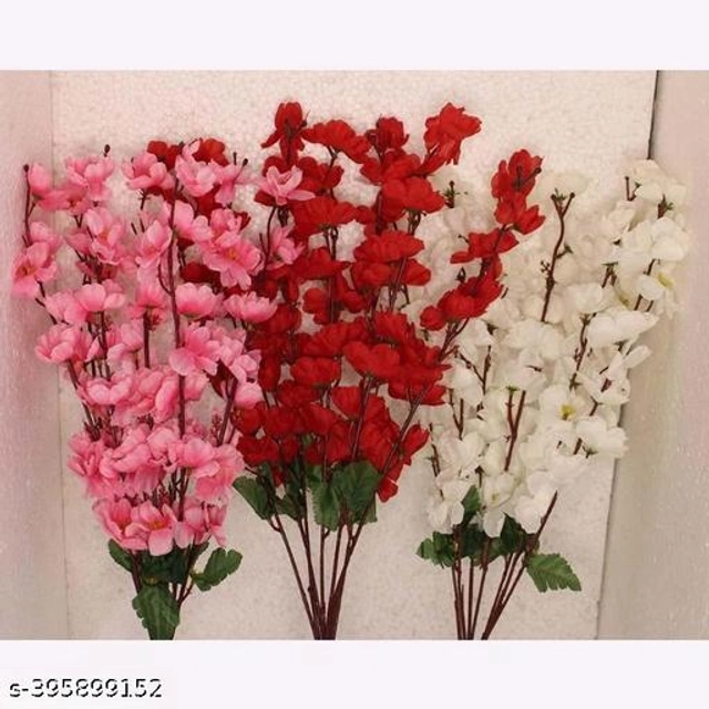 Plastic Artificial Flower (Multicolor, Pack of 3)