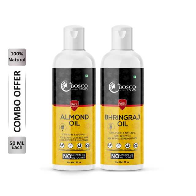 Bosco Touch Pure Almond Oil (50 ml) & Bhringraj Oil (50 ml) Combo For Rapid Hair Growth (Pack Of 2) (B-1207)