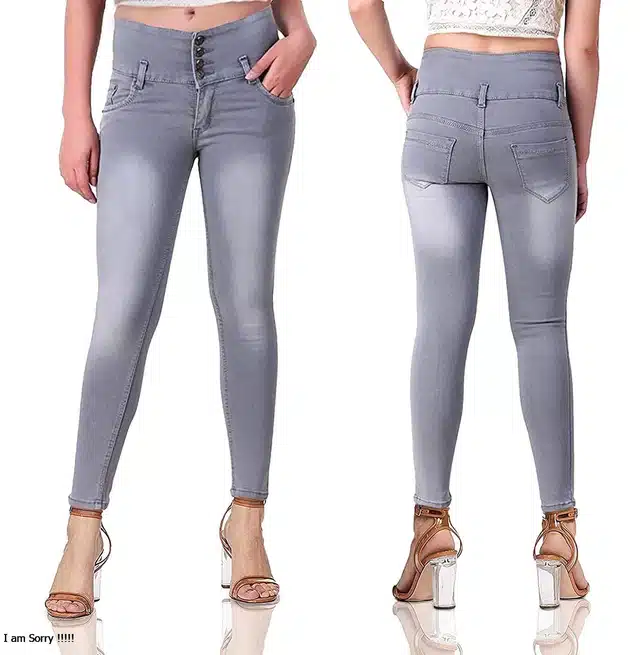 Stretchable Jeans for Women & Girls (Grey, 32)