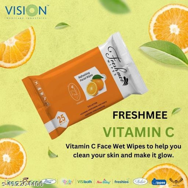 Fresh Mee Orange (25 Pcs) Cleansing Face Wipes (Pack of 1)