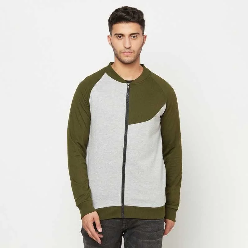 Glito & Self Design Sweatshirt For Men (Olive, X L)