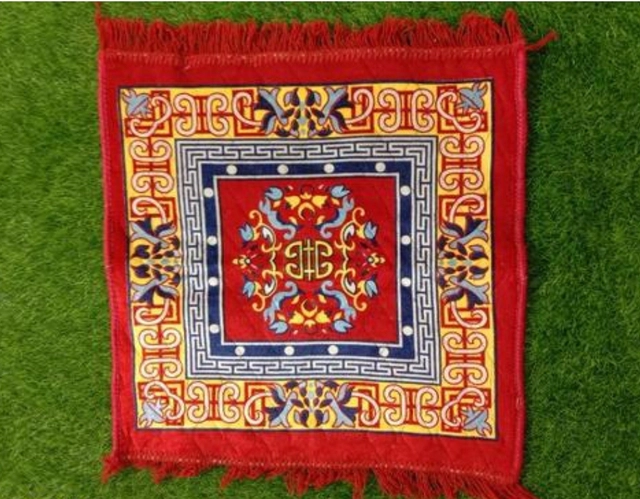 Velvet Printed Pooja Mat (Multicolor , 2×2 feet)