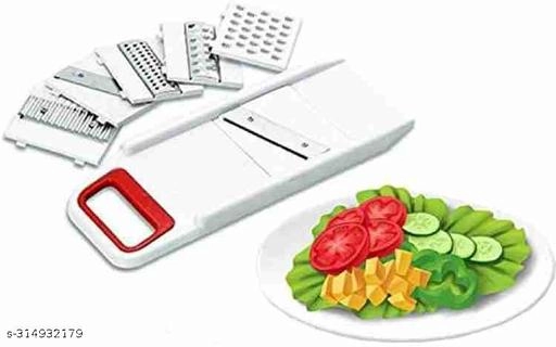 ABS Plastic 6-in-1 Vegetables Slicer for Kitchen (White, Pack of 1)