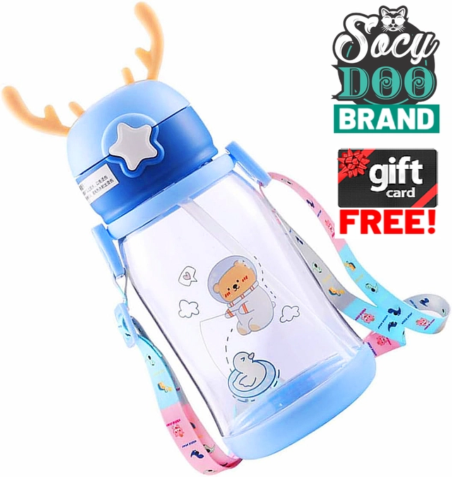 Cartoon Theme Sipper Water Bottle for Kids (Multicolor, 600 ml)