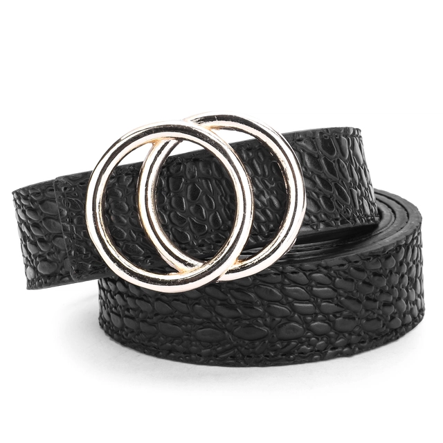 Artificial leather Belt for Women (Black, Free Size)