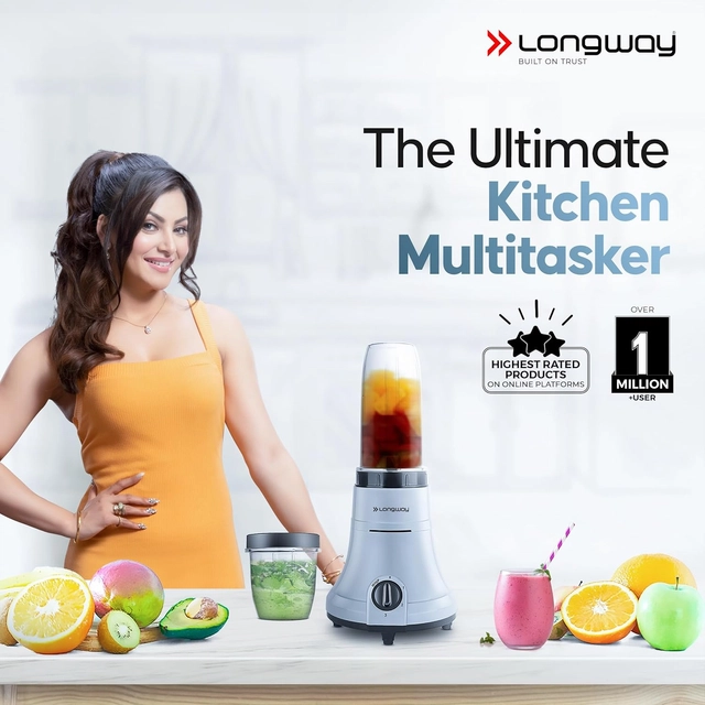 LONGWAY Sage Juicer Mixer Grinder (500 W, 2 Jars, Gray & Black)