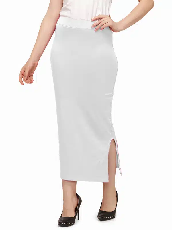 Saree Shapewear Petticoat for Women (White, M) (S-187)