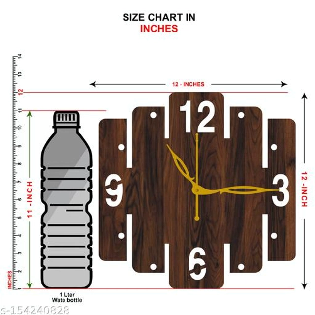 Wooden Wall Clock for Home (Brown)