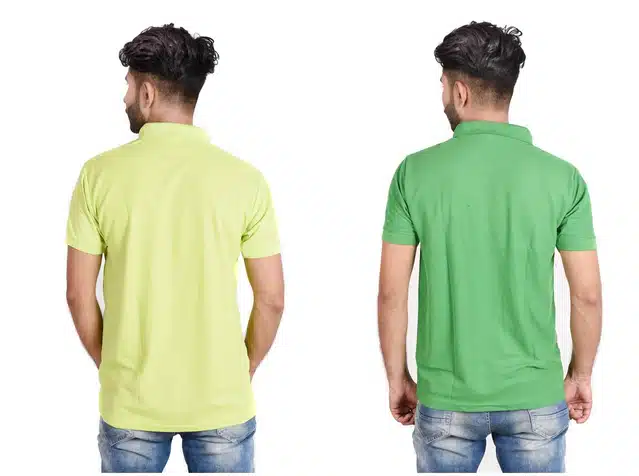 Men's Polo Neck T-Shirt (Pack of 2) (Multicolor, L)