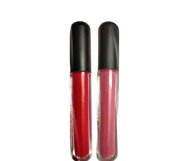 Matte Liquid Lip Gloss (Red, Pack of 2)