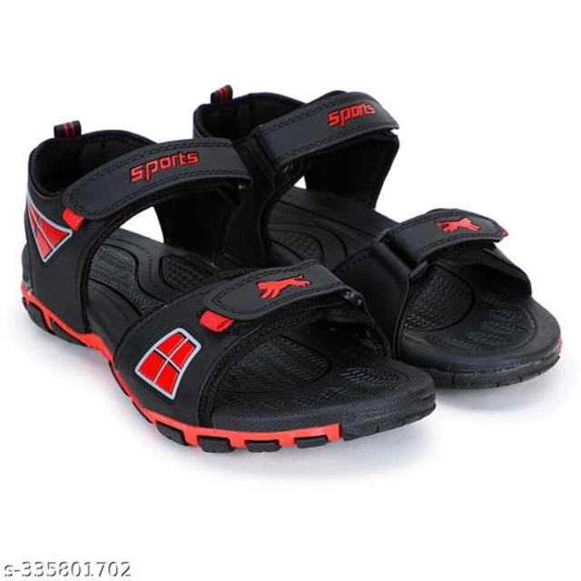 Sandals for Men (Black & Red, 7)