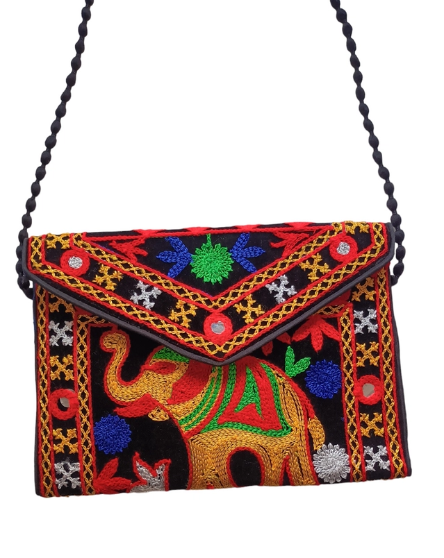 Handmade Rajasthani Sling Bag for Women (Black)