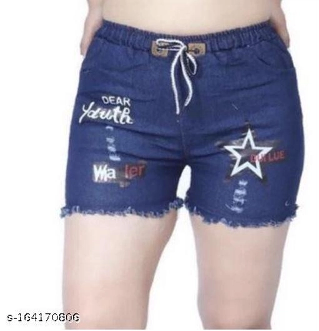 Denim Shorts for Women (Blue, 26)