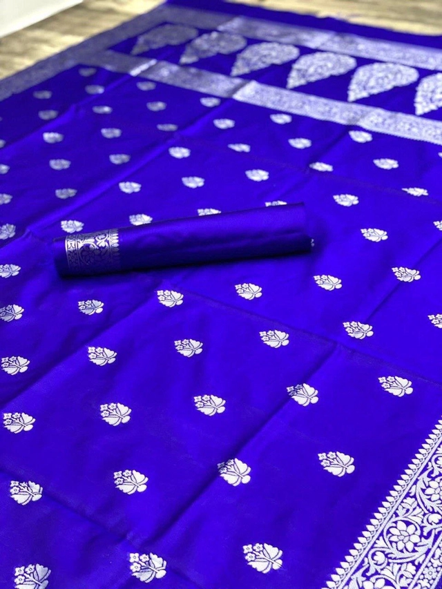 Banarasi Litchi Silk Zari Woven Saree for Women (Royal Blue, 6.3 m)