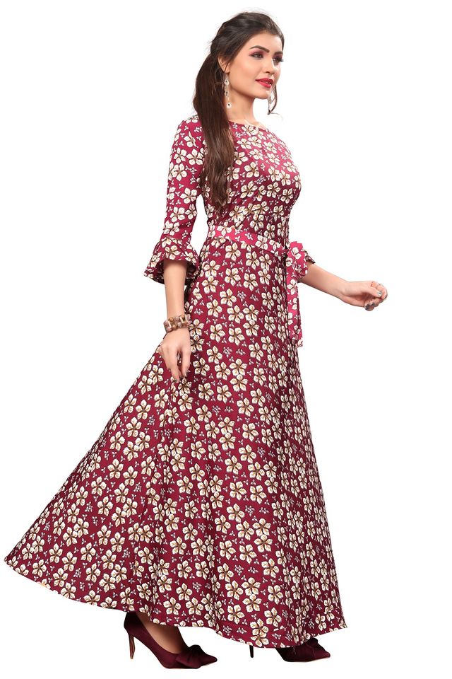 Fit and Flare Gown for womens (Maroon, S) (NE4)
