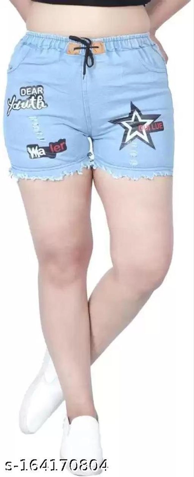 Denim Shorts for Women (Blue, 26)