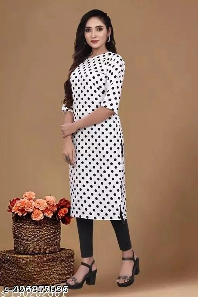 Crepe Kurtis for Women (White, S)