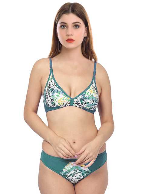 PIBU Satin Lingerie Set for Women (Pack of 1) (Green, 38) (P-17)