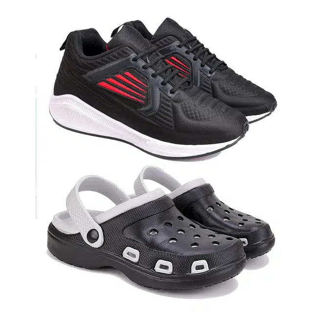Combo of Sports Shoes and Clogs for Men (Pack of 2) (Multicolor, 9)