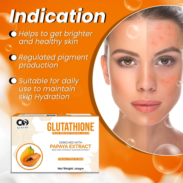 Co-Luxury Glutathione Papaya Extracts Skin Brightening Bathing Soap (100 g, Pack of 2)