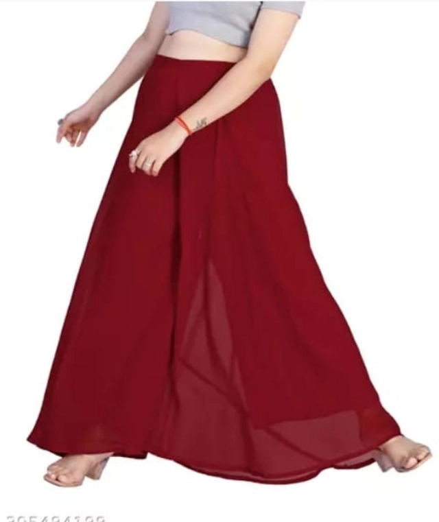Georgette Solid Palazzo for Women (Maroon, S)