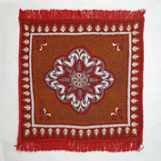 Cotton Pooja Mats (Rust, 60x60 cm)