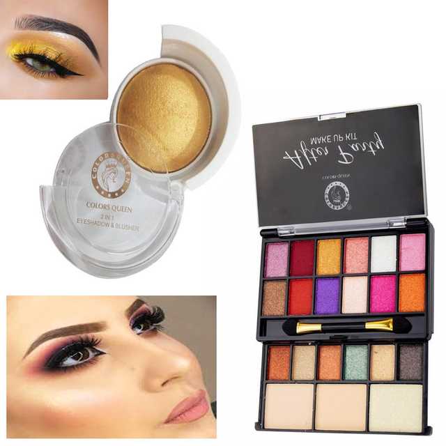 Combo of 1 Colors Queen After Party Make Up Kit & 1 Colos Queen 2 In 1 Golden Eye Shadow And Blusher (R904)