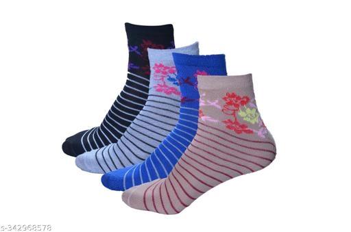 Woolen Printed Socks for Men (Multicolor, Free Size) (Pack of 4)