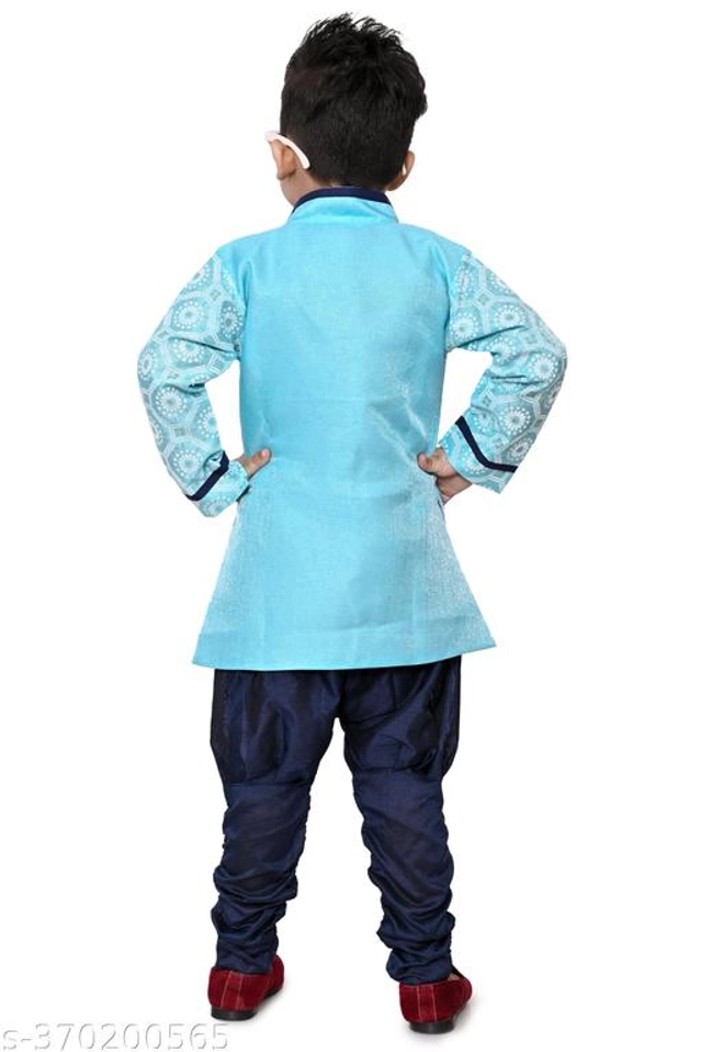 Cotton Blend Sherwani for Boys (Blue, 5-6 Years)