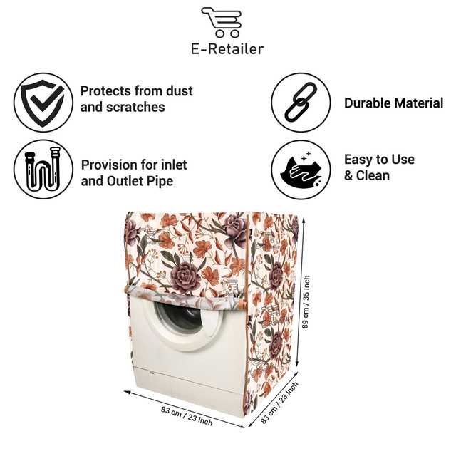 E Retailer Polyester Front Load Washing Machine Cover For 5kg to 8kg (Brown, 23x23x35) (E-225)