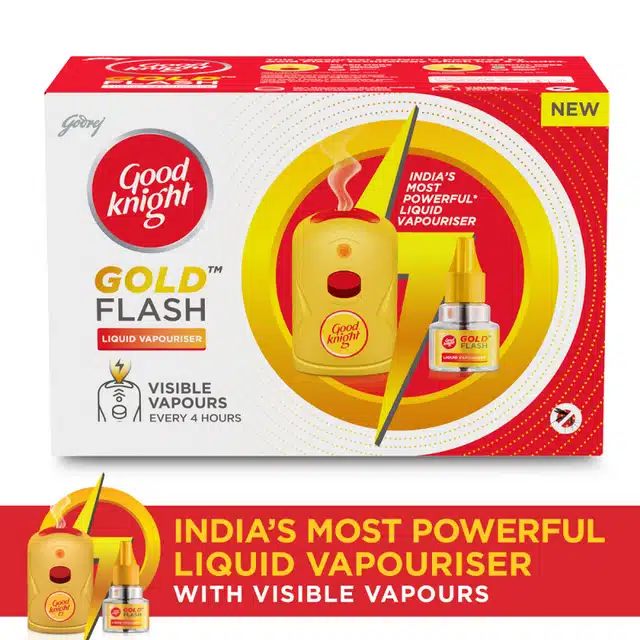 Good Knight Gold Flash Liquid Vapourizer - Mosquito Repellent Combo Pack - Machine + Refill (45 ml)