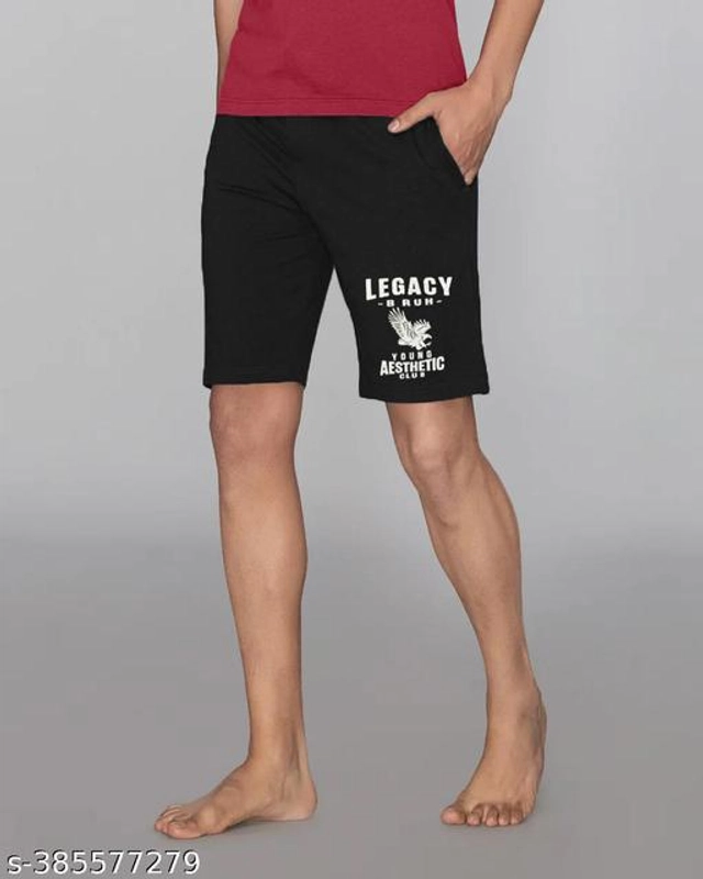 Cotton Blend Shorts for Men (Black, M)