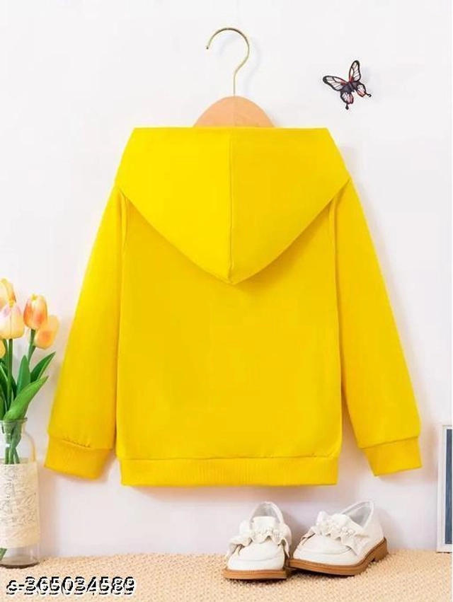 Cotton Blend Sweatshirt for Girls (Yellow, 2-3 Years)