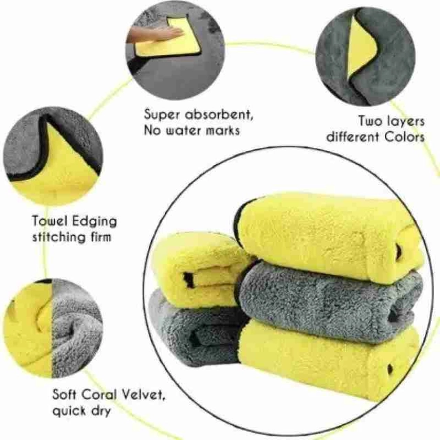 Microfiber 800 GSM Heavy Car Cleaning Cloth (Multicolor, 40x40 cm)