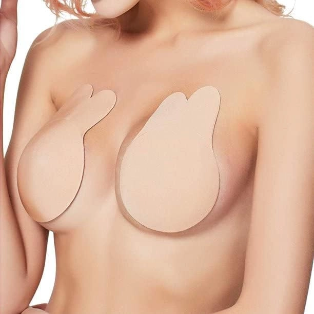 Invisible Strapless Backless Breast Lifting Patch Adhesive Bra Nipple Cover for Women (Beige, Free Size)