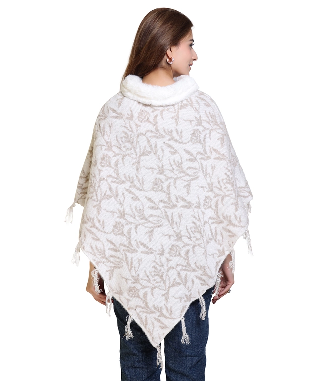 Woolen Self-Design Ponchos for Women (Multicolor, M)