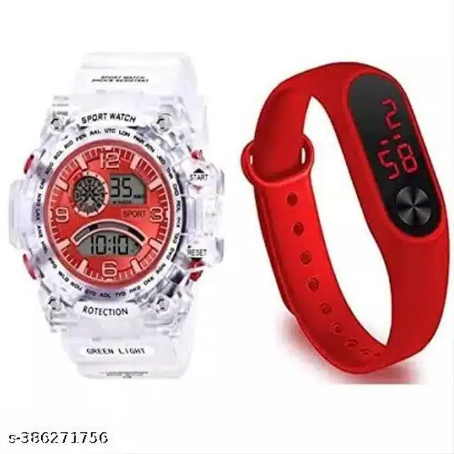 Sports with LED Band Watches for Kids (Multicolor, Set of 2)