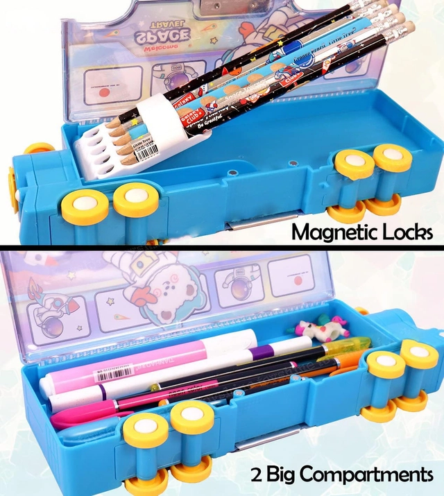 Plastic Pencil Case for Kids (Multicolor)