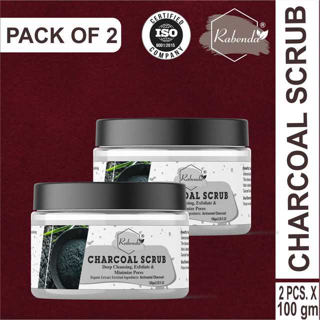 Rabenda Natural Bamboo Charcoal Face & Body Scrub Helps In Deep Exfoliation & Removes Blackheads (Pack of 2, 100 g) (AF-370)