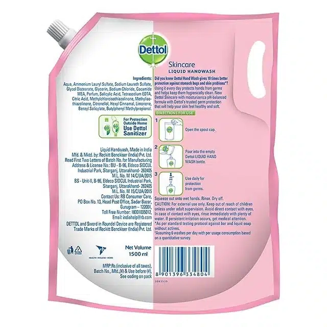 Dettol Liquid Hand wash Refill Skincare -1500 ml