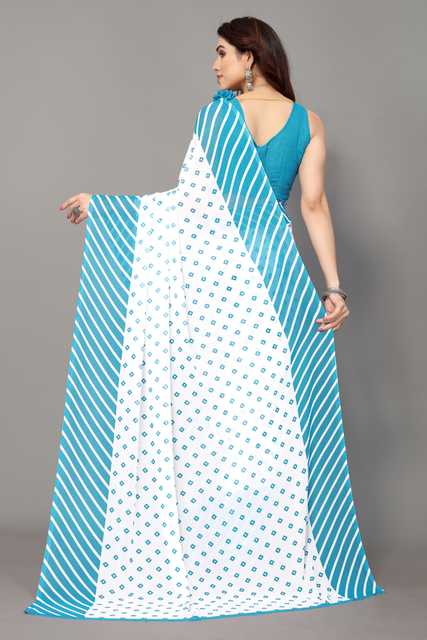 Casual Georgette Women Printed Saree With Unstitched Blouse (Blue) (SDS-53)