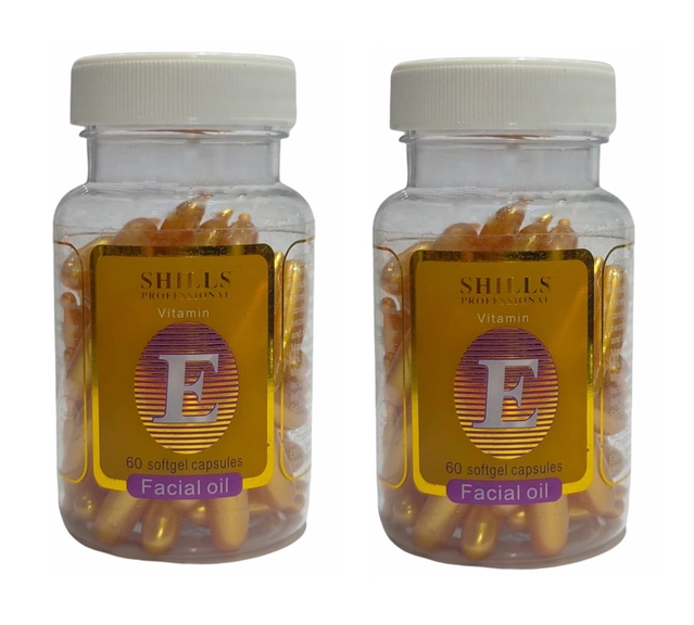 Shills 60 Pcs Vitamin E Facial Oil Soft Gel Capsules (Pack of 2)