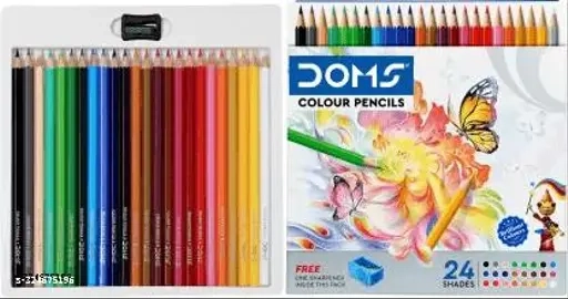 DOMS Color Pencils with free Sharpener (Full size, 24 Shades, Pack of 1)