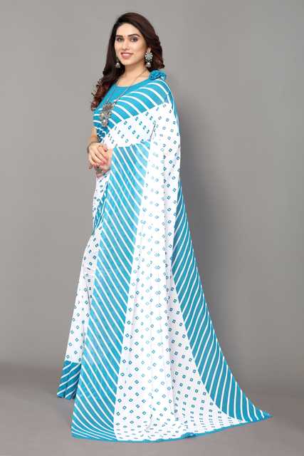 Casual Georgette Women Printed Saree With Unstitched Blouse (Blue) (SDS-53)