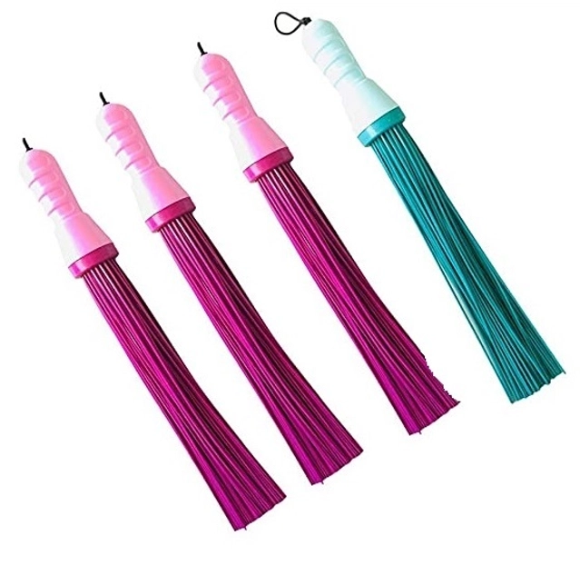 Plastic Brooms Bathroom & Home Floor Cleaning (Multicolor, Pack of 4)