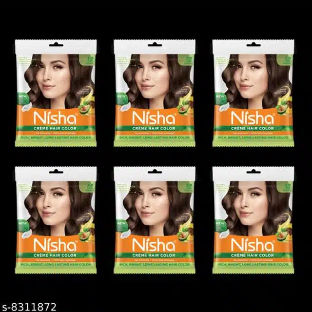 Nisha Cream Hair Color (Dark Brown, 40 g) (Pack of 6)