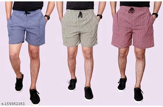 Cotton Shorts for Mens (Multicolor, 28) (Pack of 3)