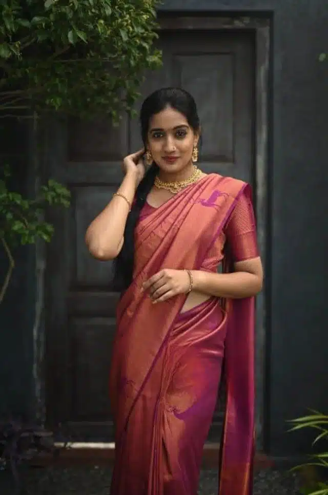Banarasi Silk Woven Saree for Women (Pink, 6.3 m)